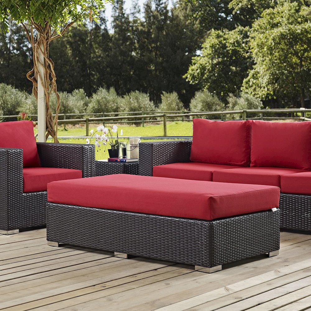 Convene Outdoor Patio Fabric Rectangle Ottoman. Picture 5