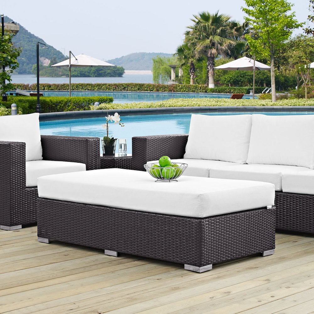 Convene Outdoor Patio Fabric Rectangle Ottoman. Picture 5