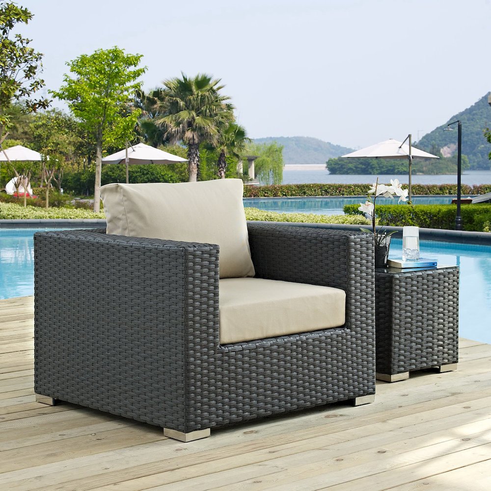 Sojourn Outdoor Patio Sunbrella Armchair. Picture 4