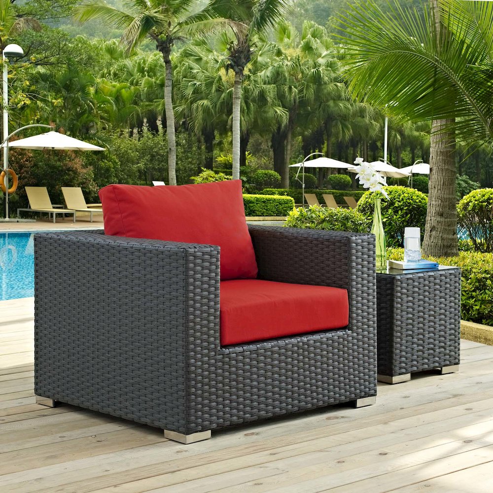Sojourn Outdoor Patio Sunbrella Armchair. Picture 4