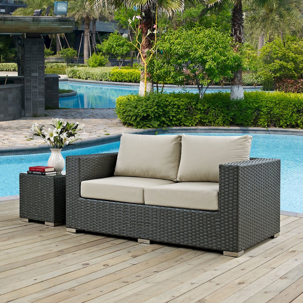 Sojourn Outdoor Patio Sunbrella Loveseat. Picture 5