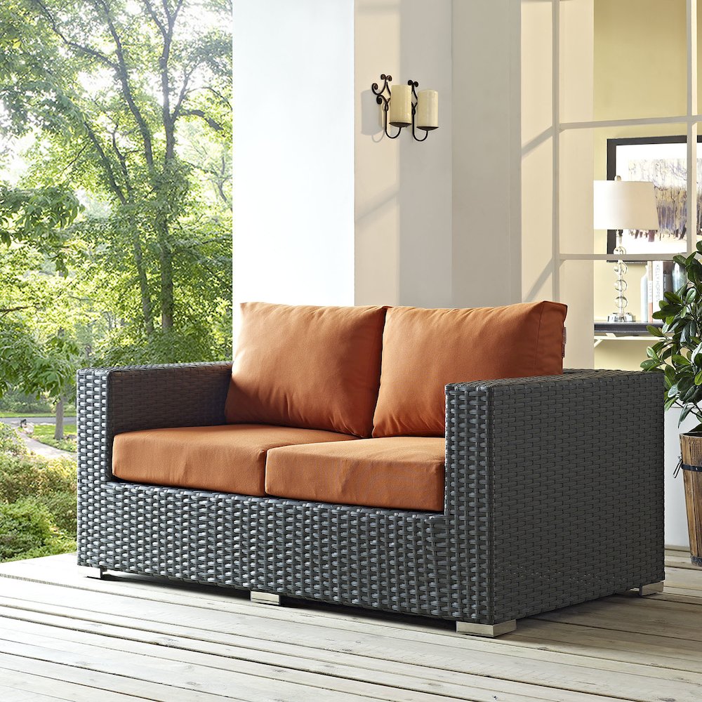 Sojourn Outdoor Patio Sunbrella Loveseat. Picture 5