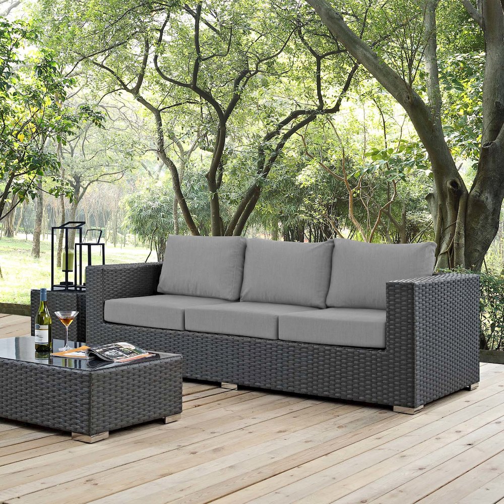 Sojourn Outdoor Patio Sunbrella Sofa. Picture 5
