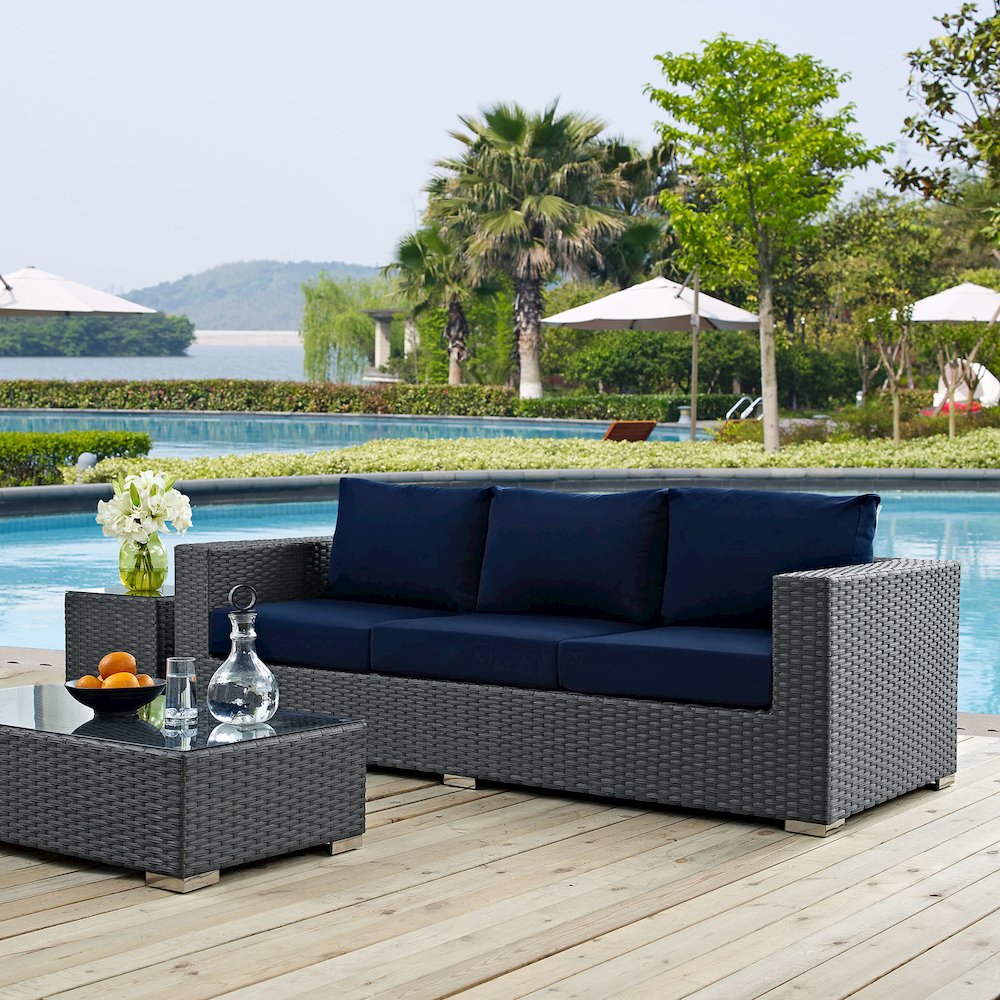 Sojourn Outdoor Patio Sunbrella Sofa. Picture 5