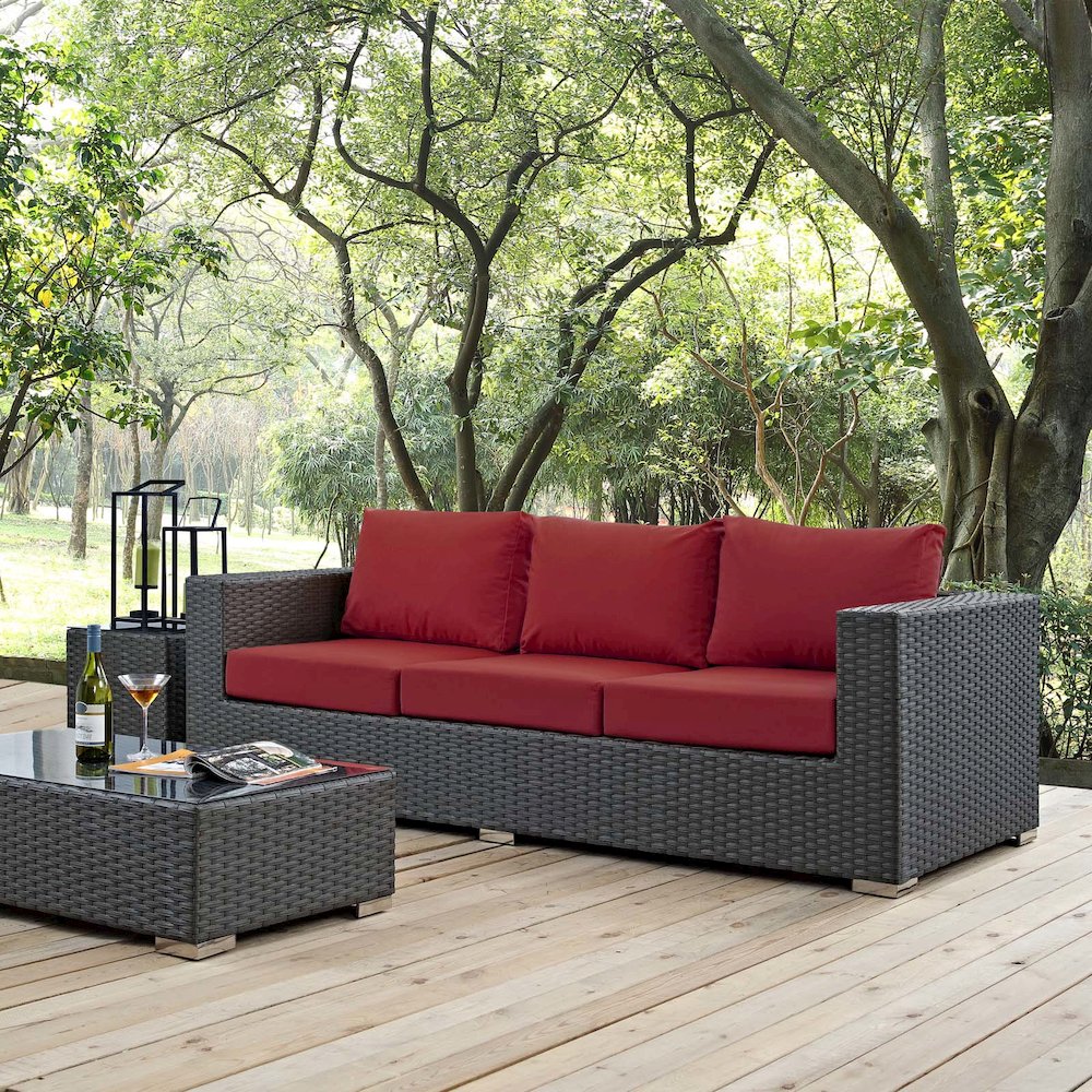 Sojourn Outdoor Patio Sunbrella Sofa. Picture 5