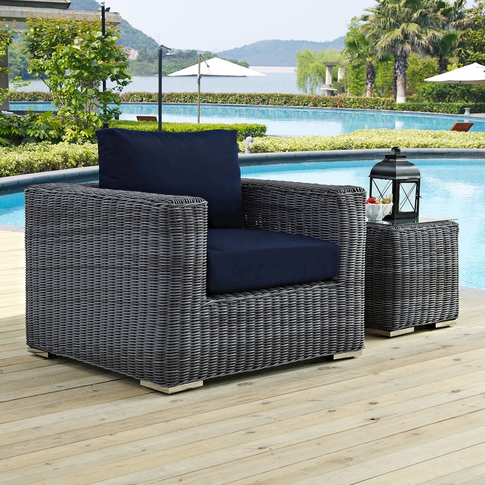 Summon Outdoor Patio Fabric Sunbrella Armchair. Picture 2