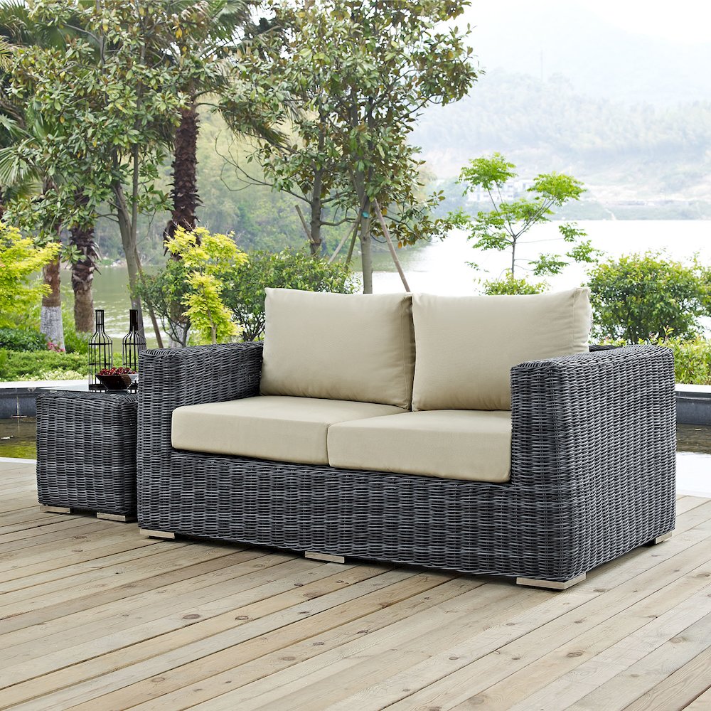 Summon Outdoor Patio Sunbrella Loveseat. Picture 5
