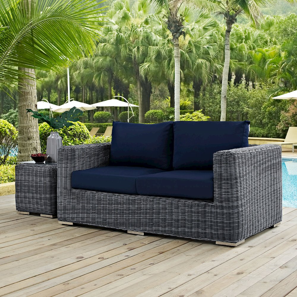 Summon Outdoor Patio Sunbrella Loveseat. Picture 5