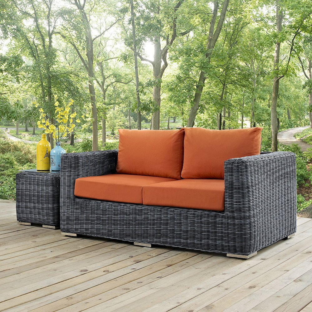 Summon Outdoor Patio Sunbrella Loveseat. Picture 5