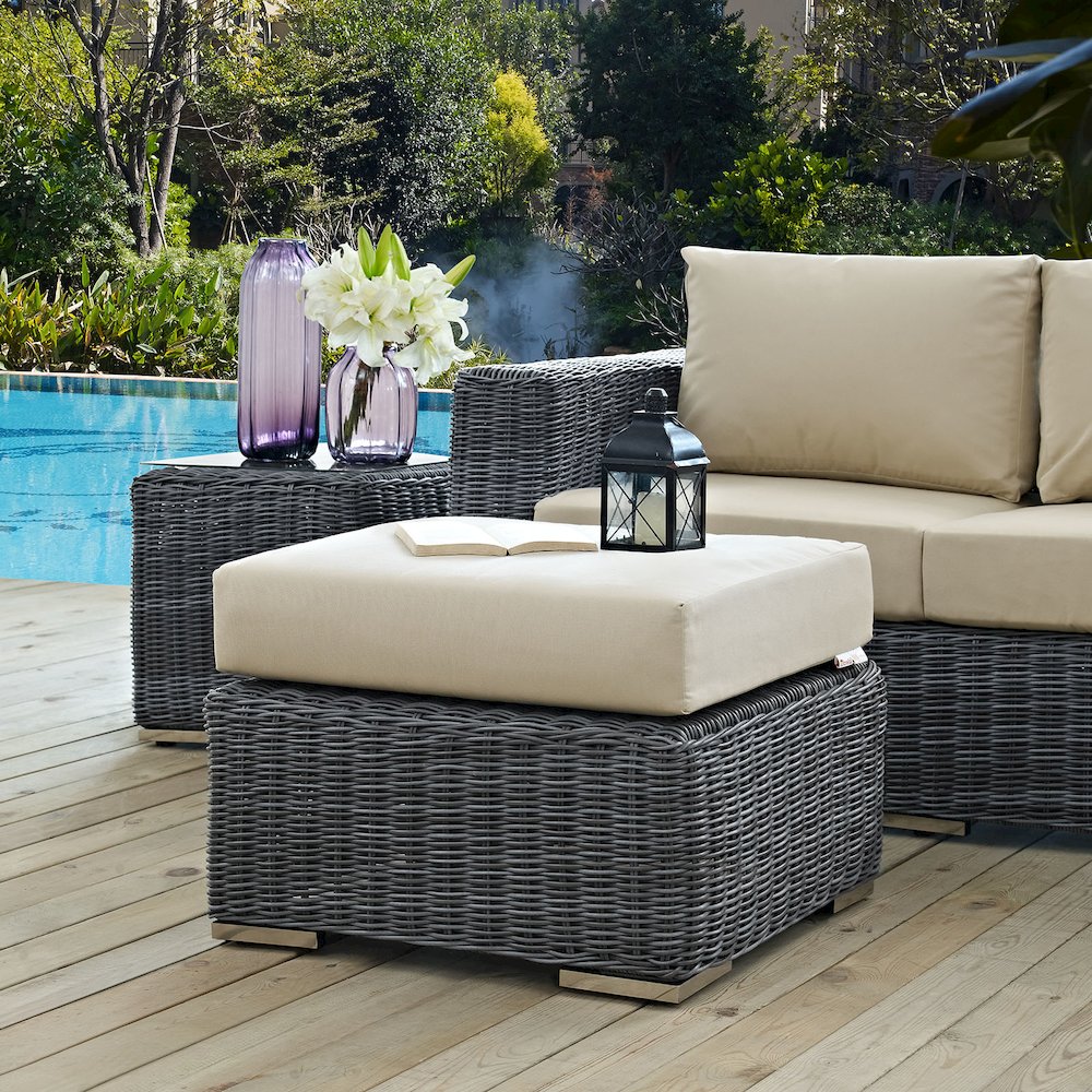 Summon Outdoor Patio Sunbrella Ottoman. Picture 3