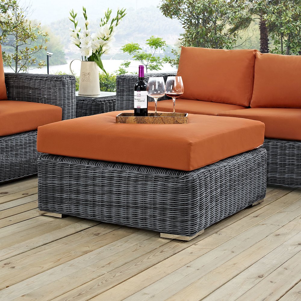 Summon Outdoor Patio Sunbrella Square Ottoman. Picture 3