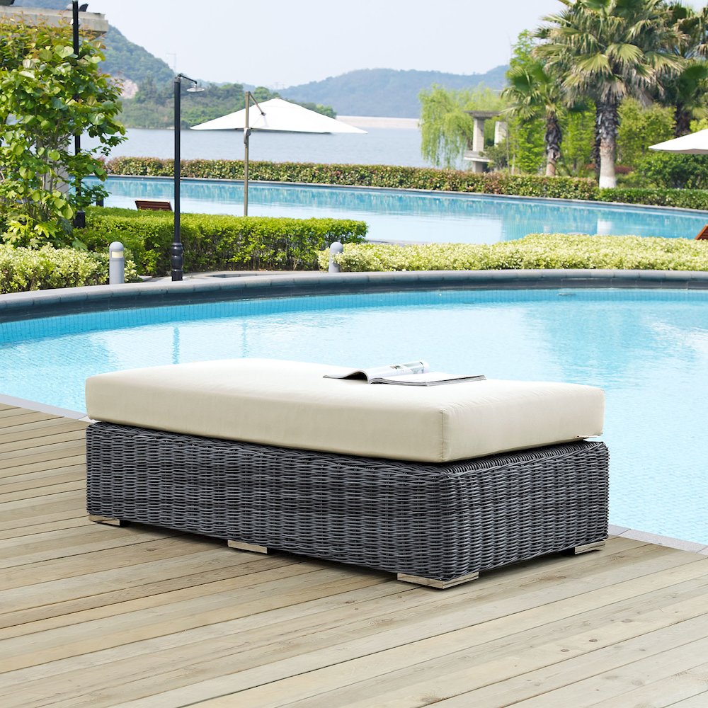Summon Outdoor Patio Sunbrella Rectangle Ottoman. Picture 5