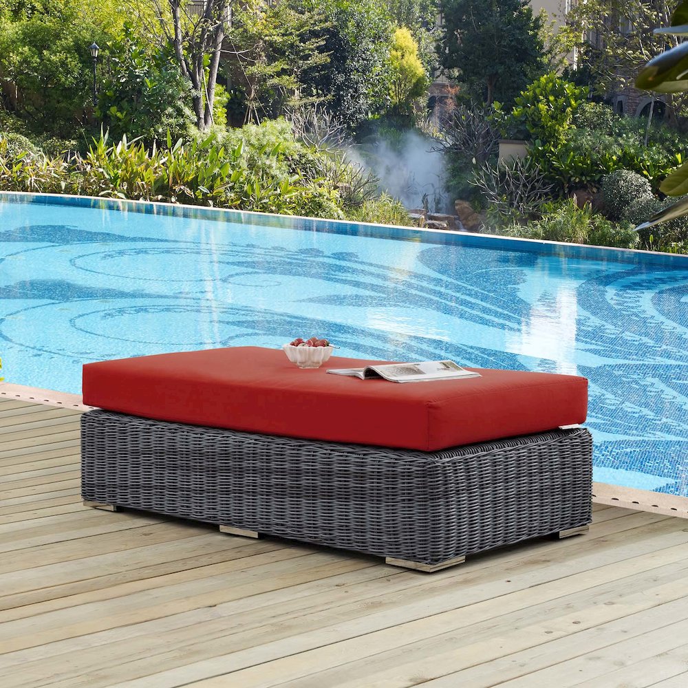 Summon Outdoor Patio Sunbrella Rectangle Ottoman. Picture 5