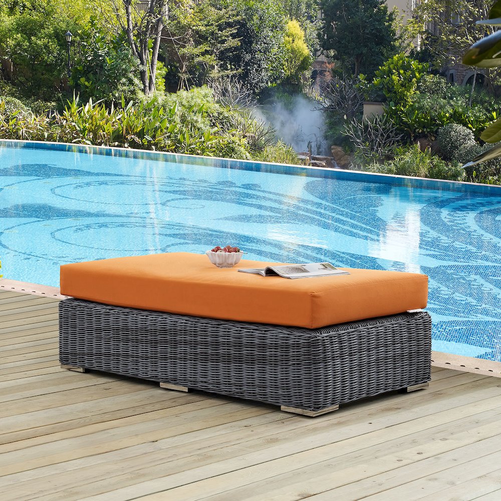 Summon Outdoor Patio Sunbrella Rectangle Ottoman. Picture 5