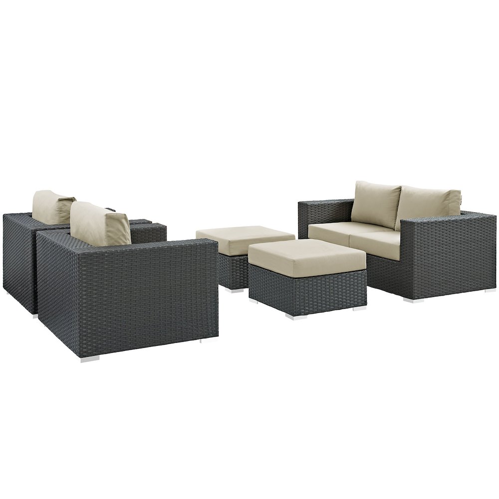 Sojourn 5 Piece Outdoor Patio Sunbrella Sectional Set. Picture 2