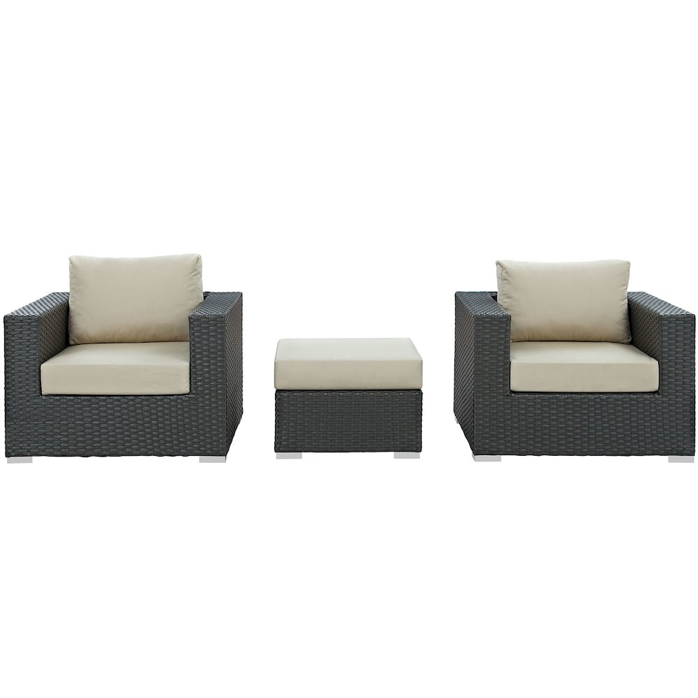 Sojourn 3 Piece Outdoor Patio Sunbrella Sectional Set. Picture 3