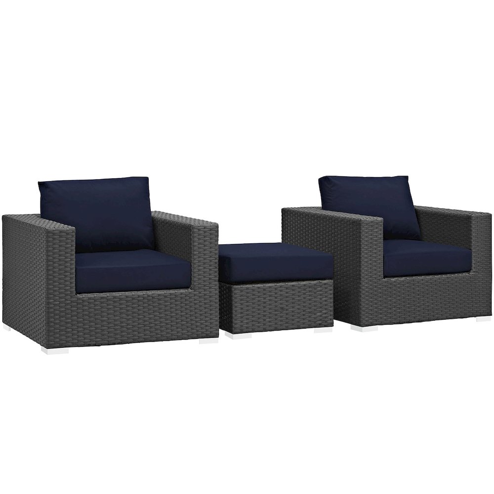 Sojourn 3 Piece Outdoor Patio Sunbrella Sectional Set. Picture 1