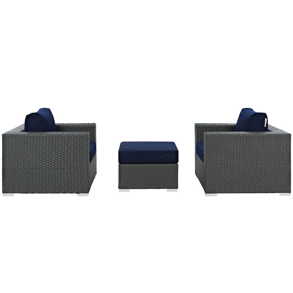 Sojourn 3 Piece Outdoor Patio Sunbrella Sectional Set. Picture 2