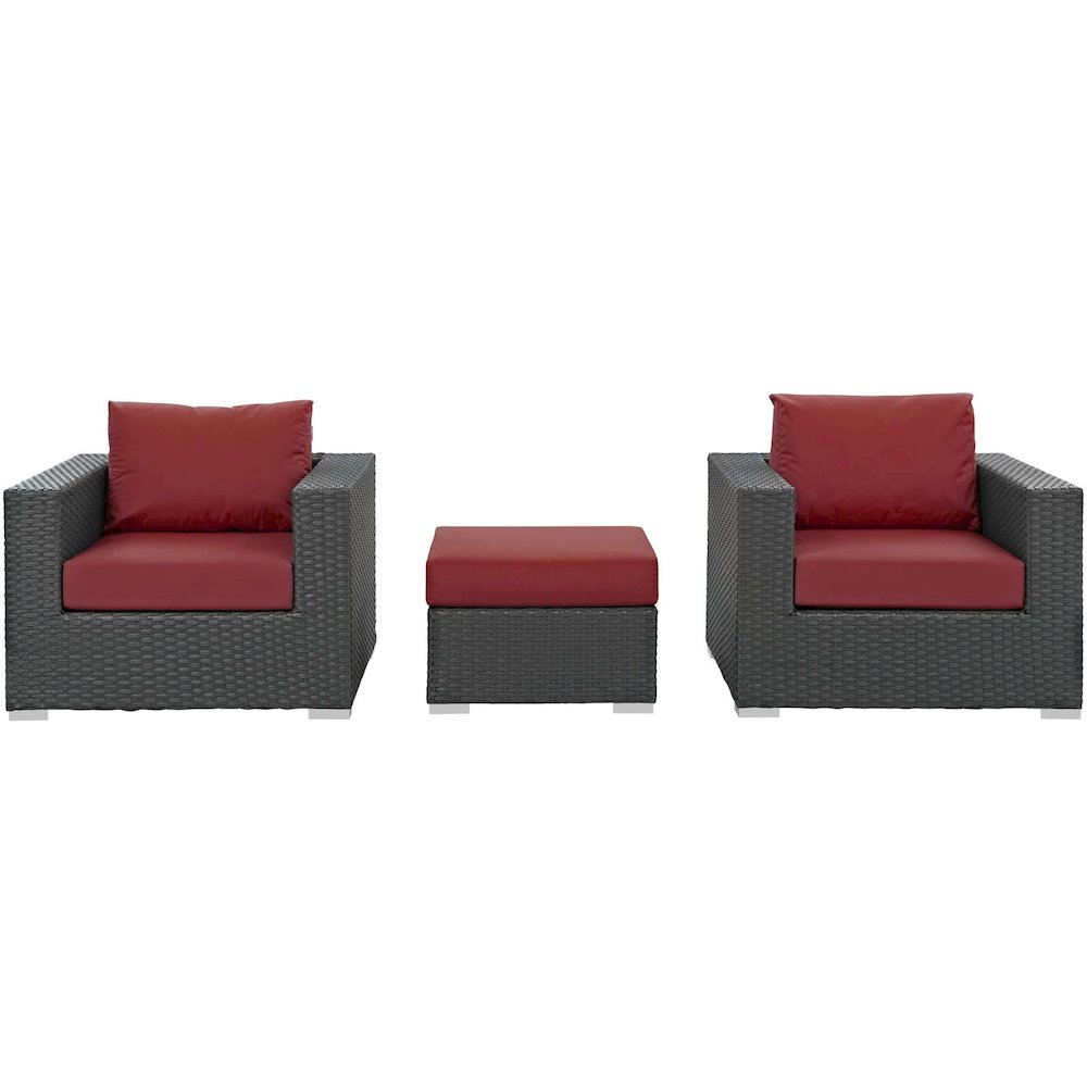 Sojourn 3 Piece Outdoor Patio Sunbrella Sectional Set. Picture 3