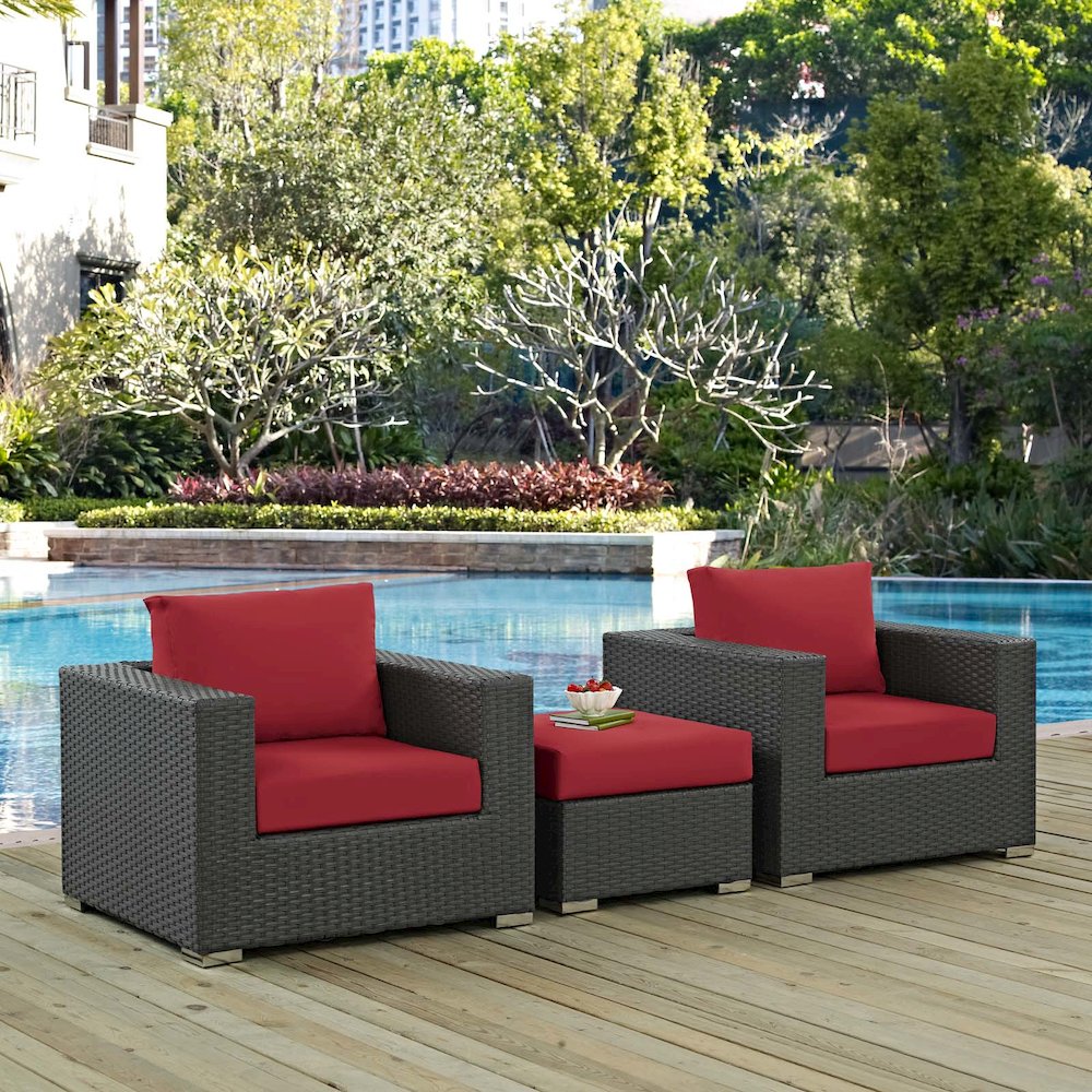Sojourn 3 Piece Outdoor Patio Sunbrella Sectional Set. Picture 6