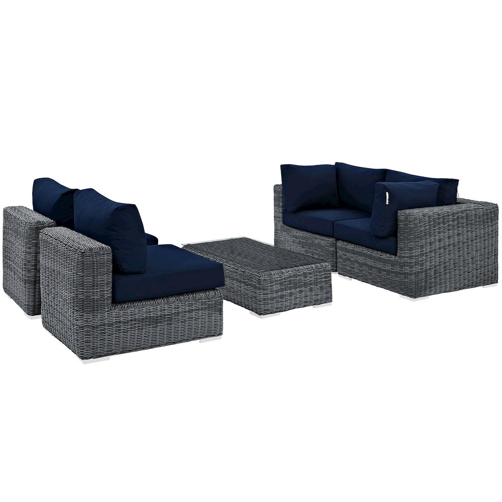 Summon 5 Piece Outdoor Patio Sunbrella Sectional Set. Picture 1