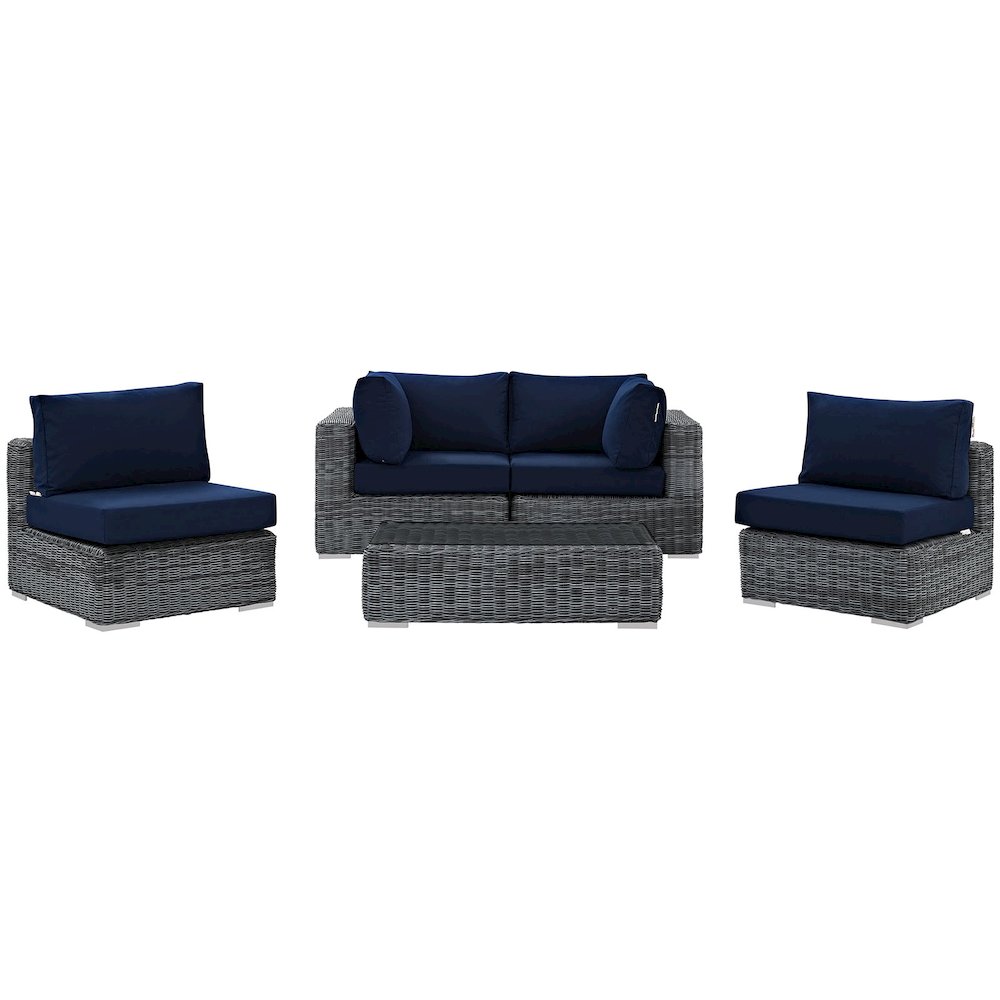 Summon 5 Piece Outdoor Patio Sunbrella Sectional Set. Picture 2