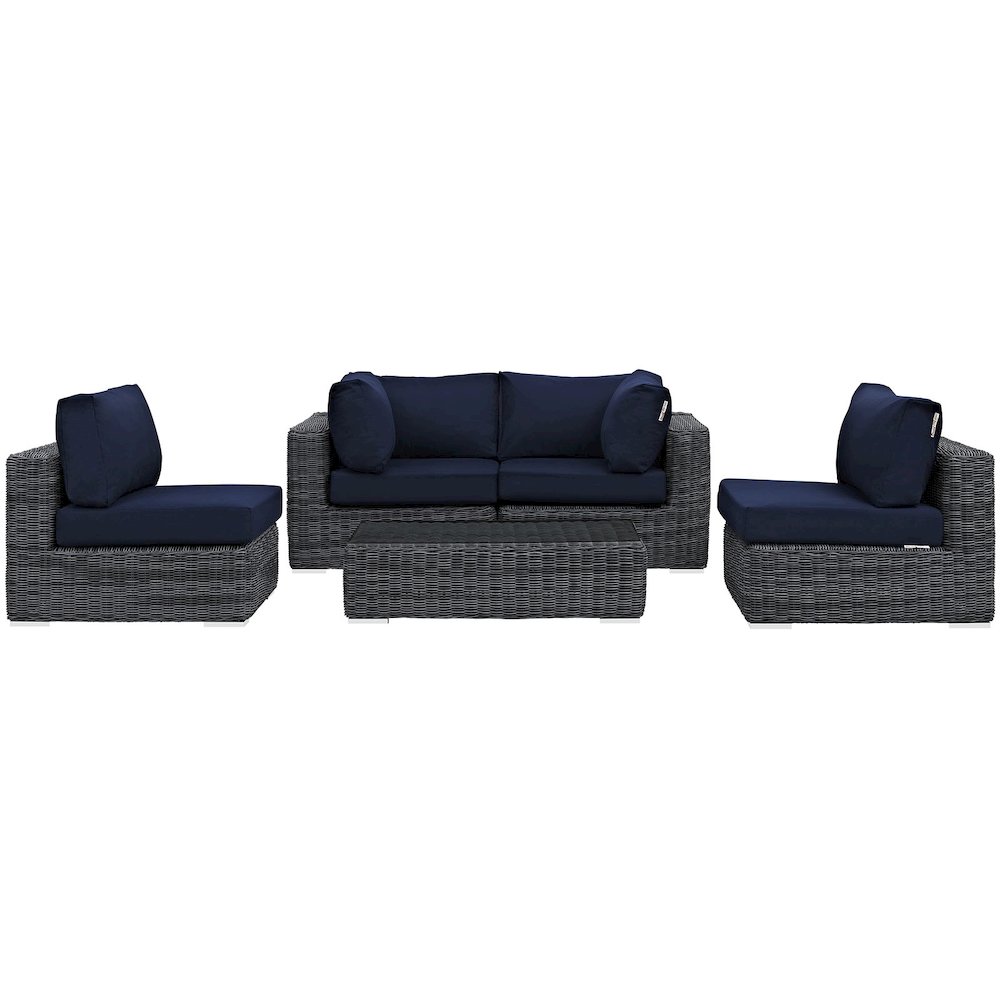 Summon 5 Piece Outdoor Patio Sunbrella Sectional Set. Picture 3