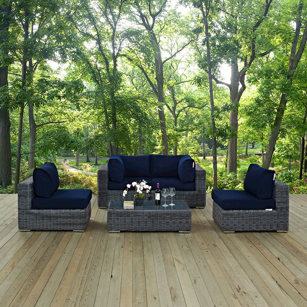 Summon 5 Piece Outdoor Patio Sunbrella Sectional Set. Picture 7