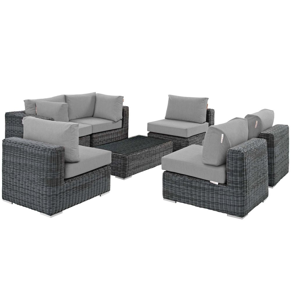 Summon 7 Piece Outdoor Patio Sunbrella Sectional Set. Picture 1