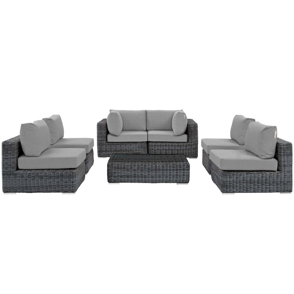 Summon 7 Piece Outdoor Patio Sunbrella Sectional Set. Picture 2
