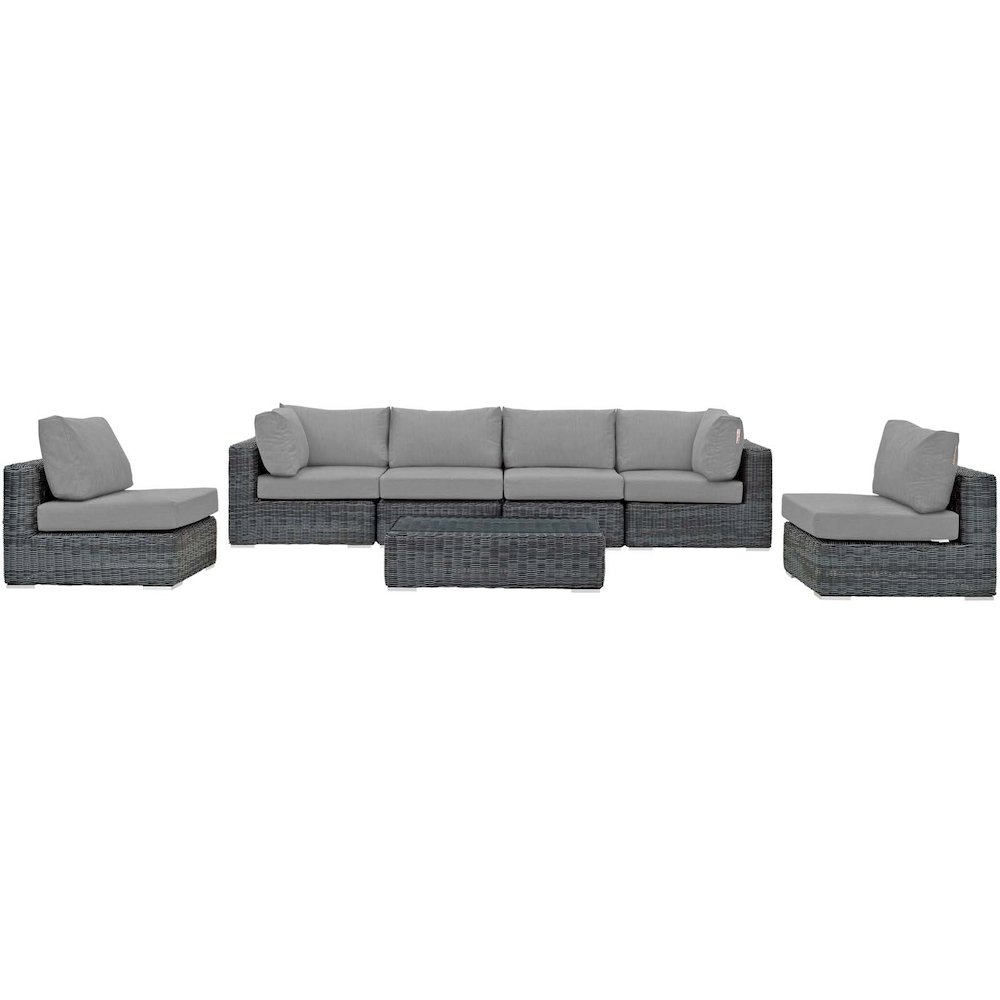 Summon 7 Piece Outdoor Patio Sunbrella Sectional Set. Picture 3