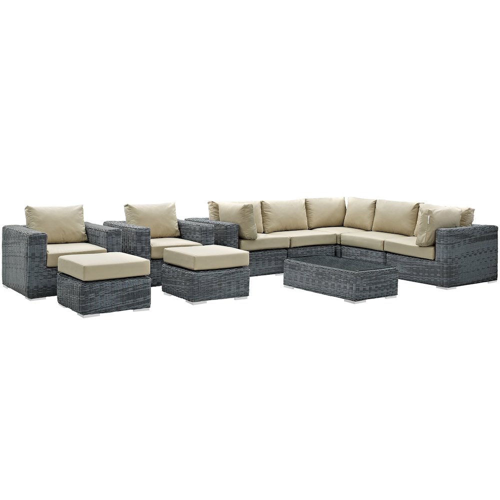 Summon 10 Piece Outdoor Patio Sunbrella Sectional Set. Picture 1