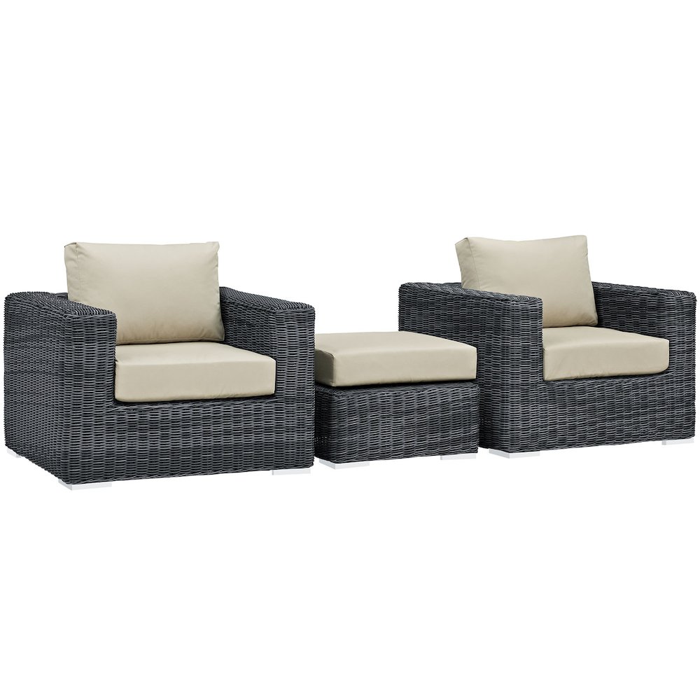 Summon 3 Piece Outdoor Patio Sunbrella Sectional Set. Picture 1