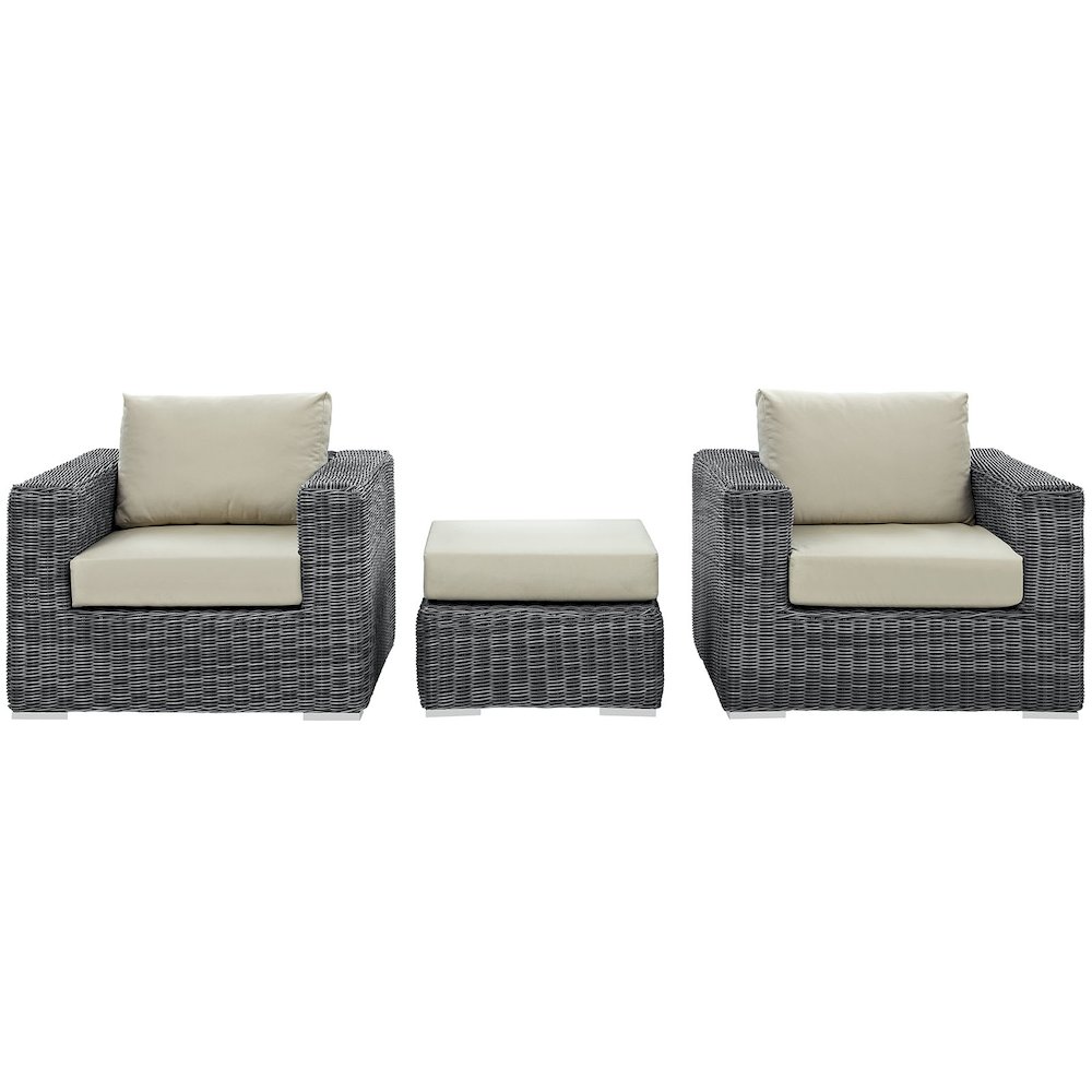 Summon 3 Piece Outdoor Patio Sunbrella Sectional Set. Picture 3