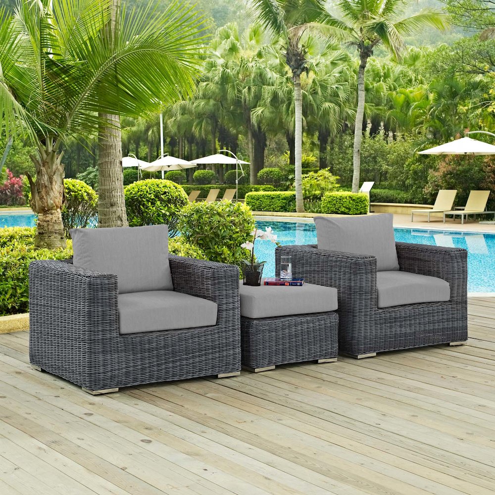 Summon 3 Piece Outdoor Patio Sunbrella Sectional Set. Picture 6