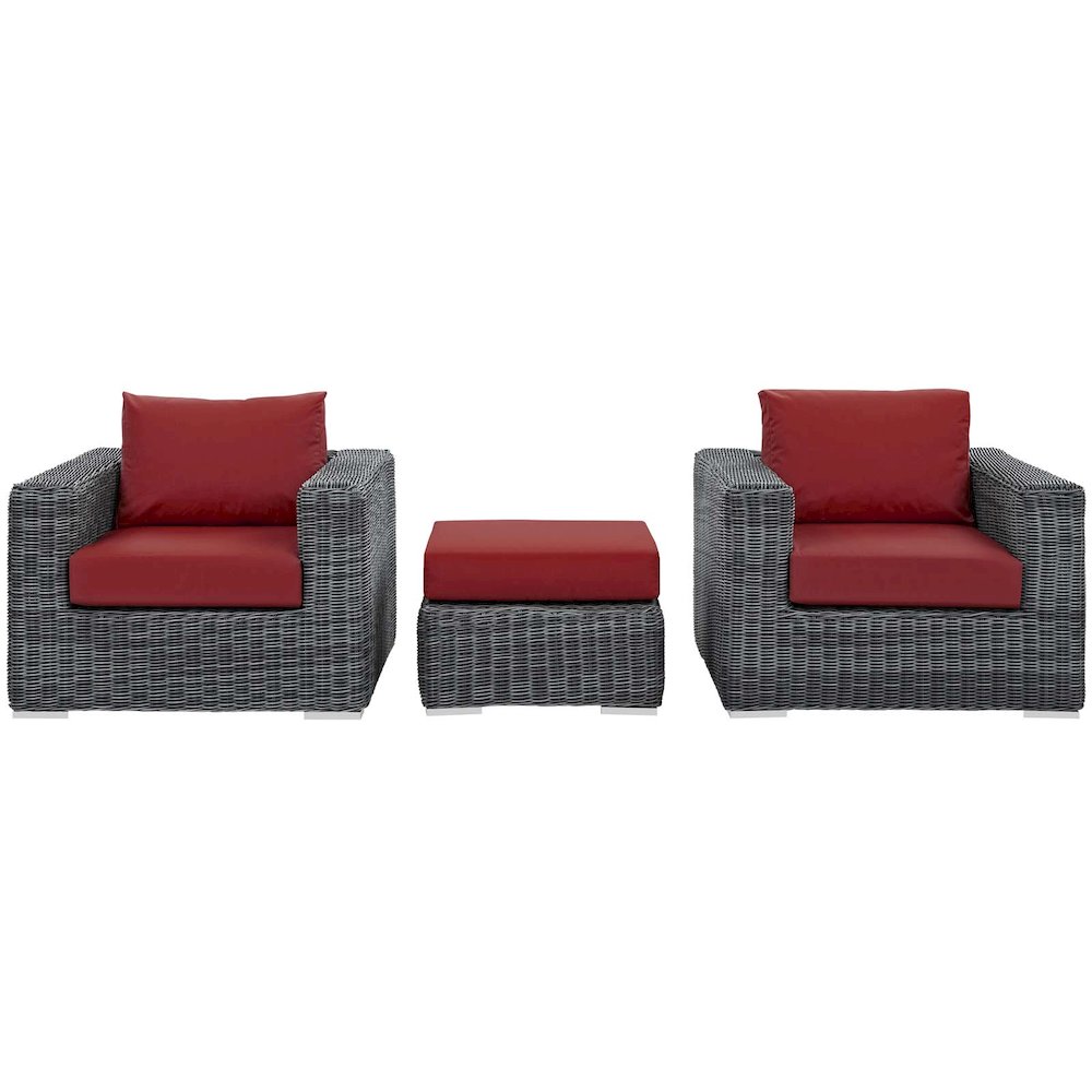 Summon 3 Piece Outdoor Patio Sunbrella Sectional Set. Picture 3