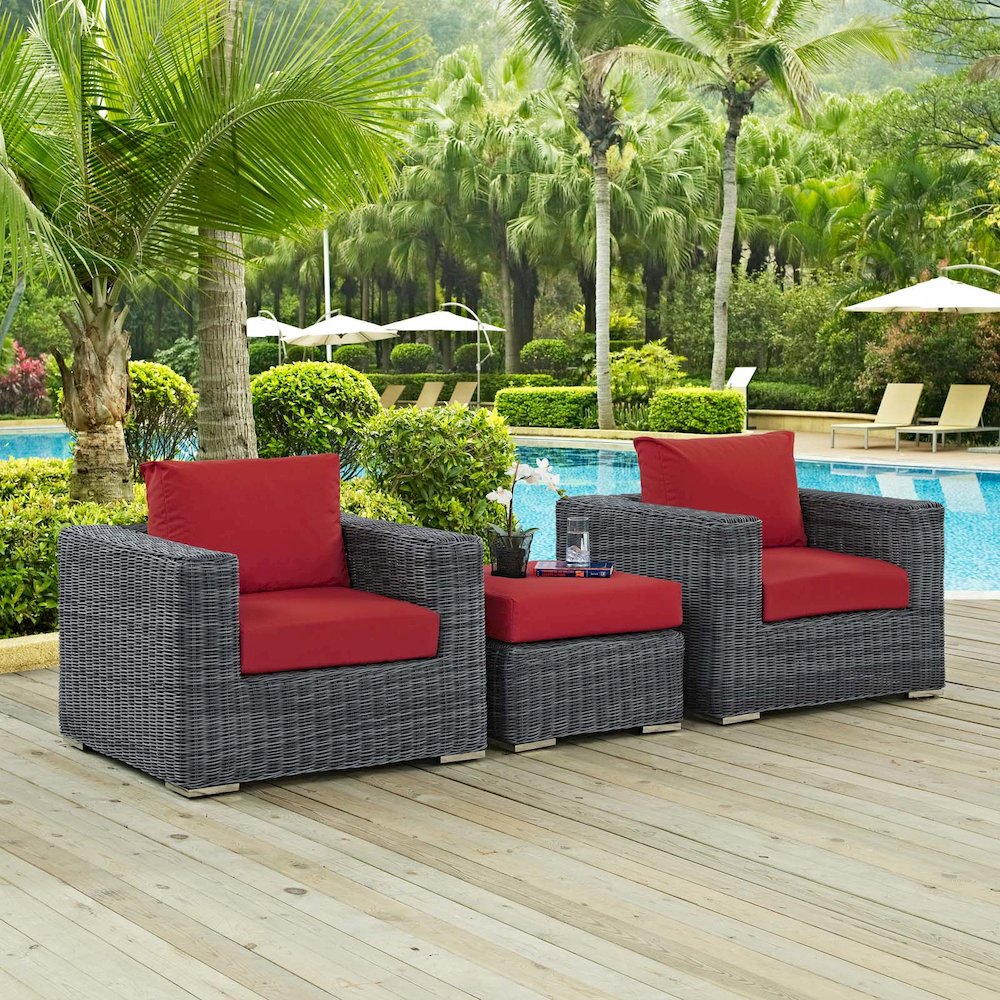 Summon 3 Piece Outdoor Patio Sunbrella Sectional Set. Picture 6