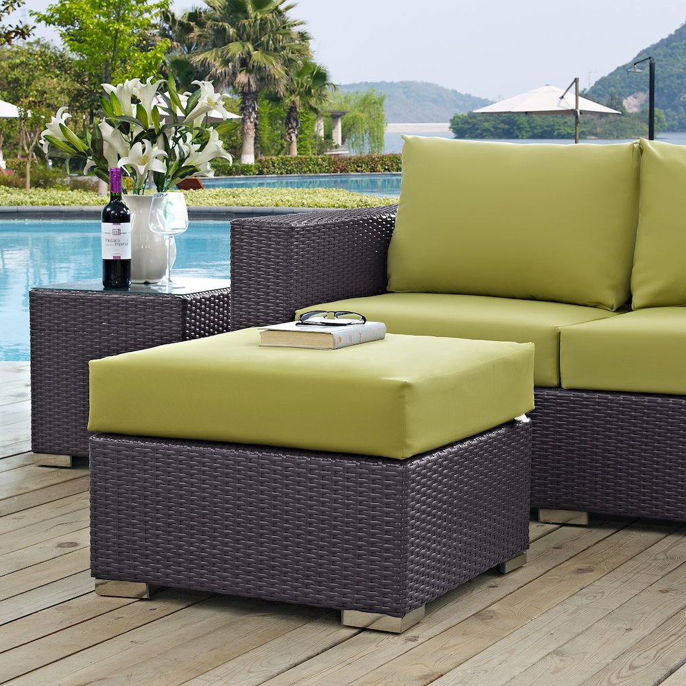Convene Outdoor Patio Fabric Square Ottoman. Picture 3