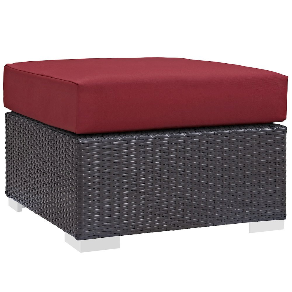 Convene Outdoor Patio Fabric Square Ottoman. Picture 1