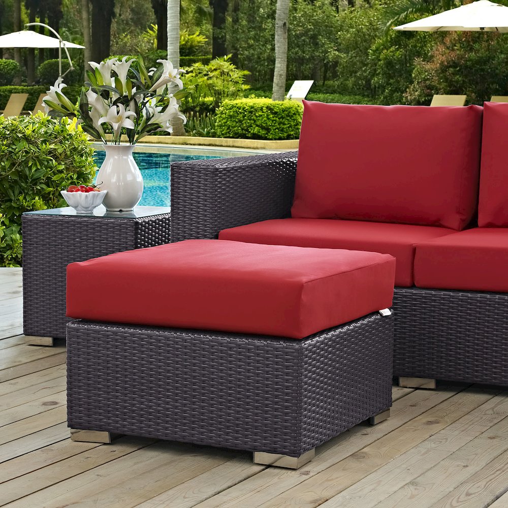 Convene Outdoor Patio Fabric Square Ottoman. Picture 3