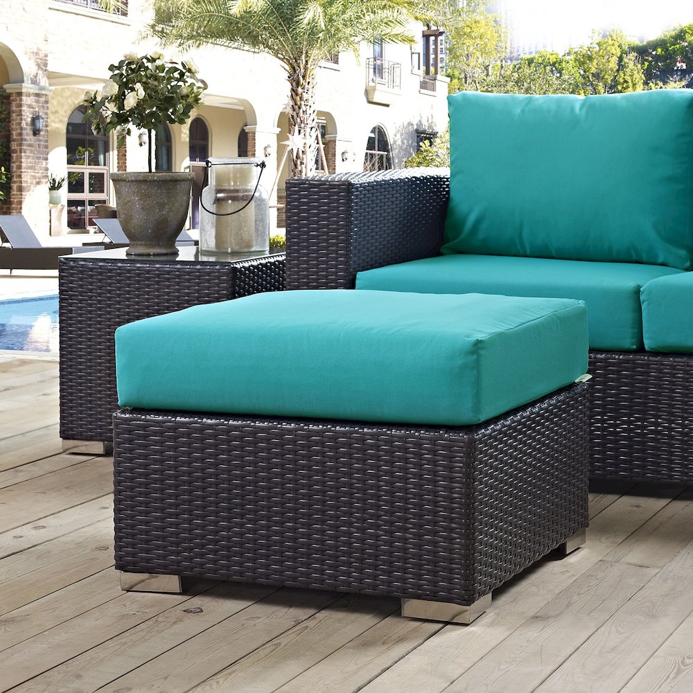 Convene Outdoor Patio Fabric Square Ottoman. Picture 3
