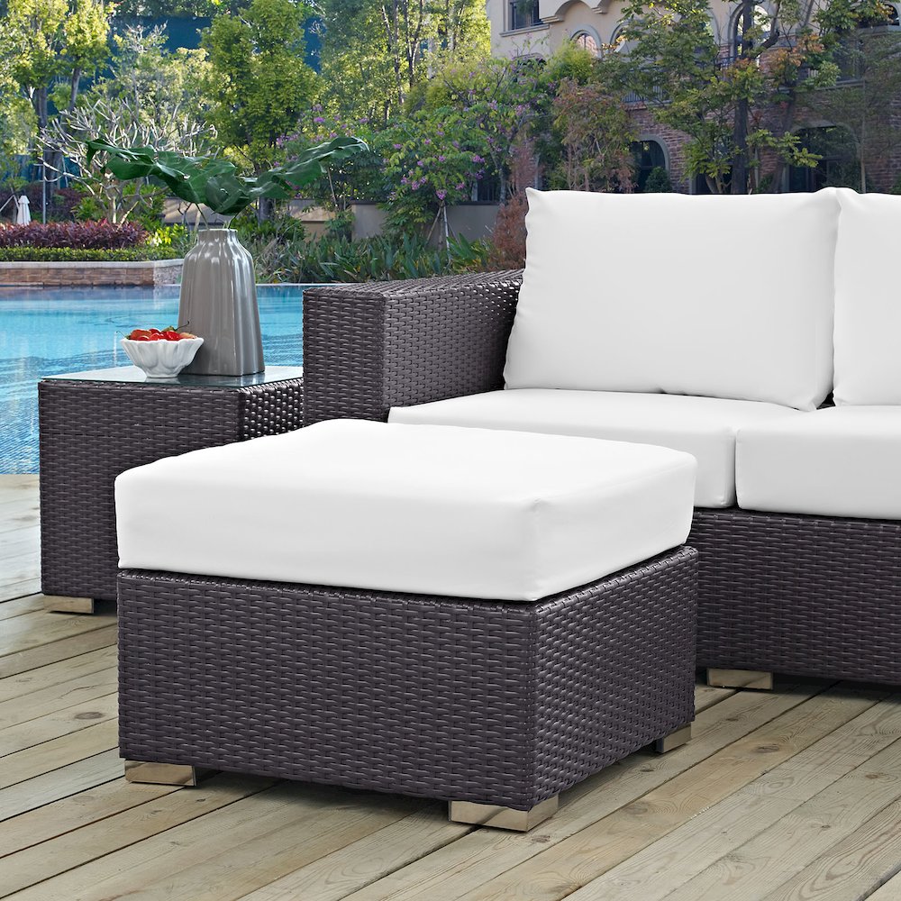 Convene Outdoor Patio Fabric Square Ottoman. Picture 3