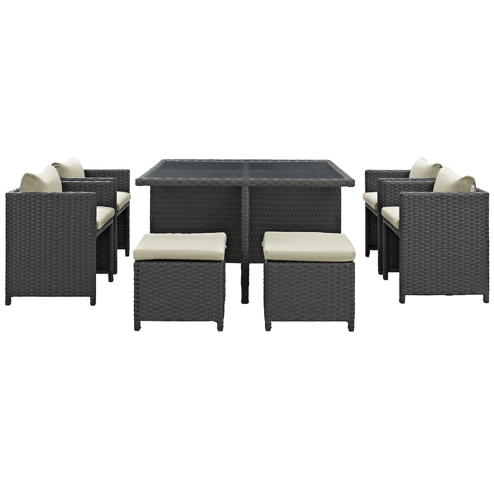 Sojourn 9 Piece Outdoor Patio Sunbrella Dining Set. Picture 4