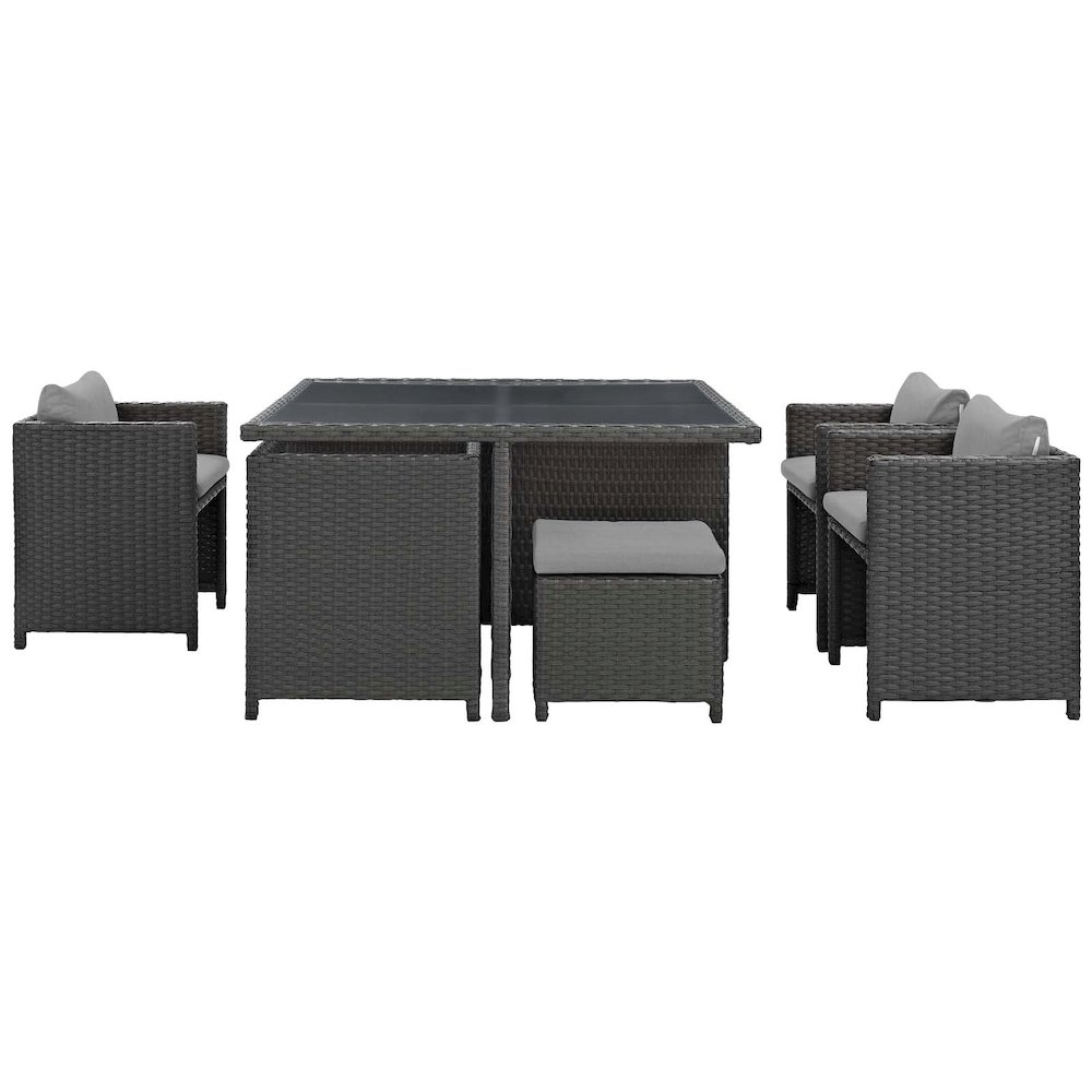 Sojourn 9 Piece Outdoor Patio Sunbrella Dining Set. Picture 2
