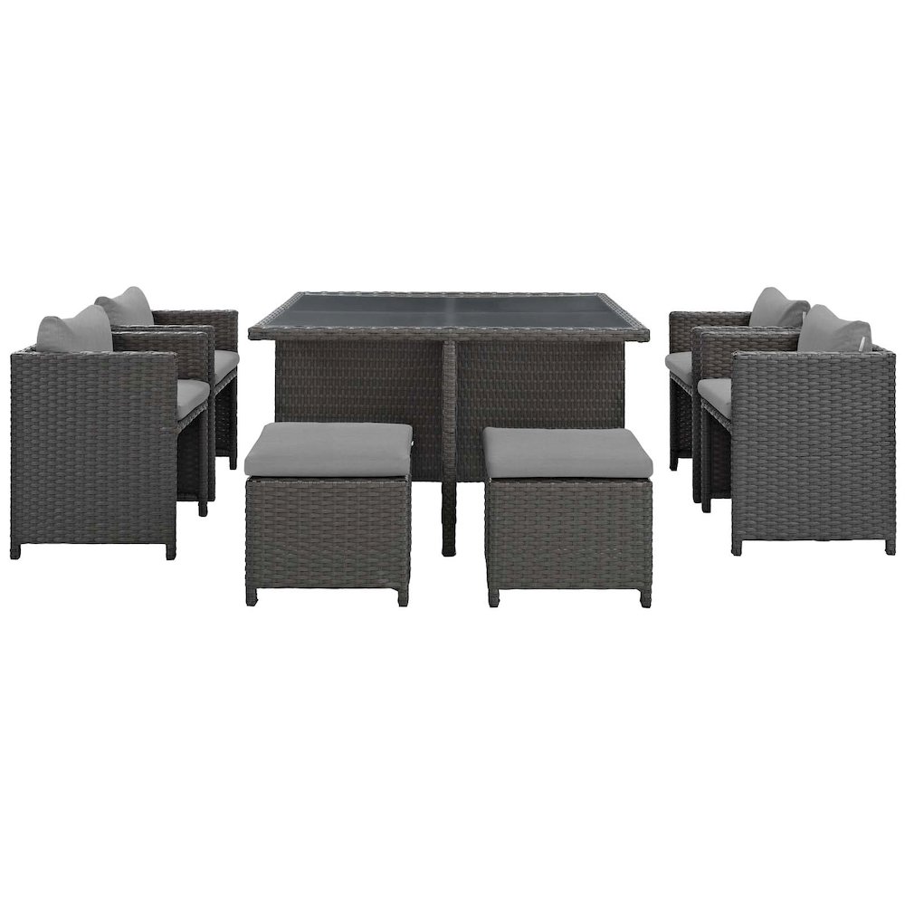 Sojourn 9 Piece Outdoor Patio Sunbrella Dining Set. Picture 3