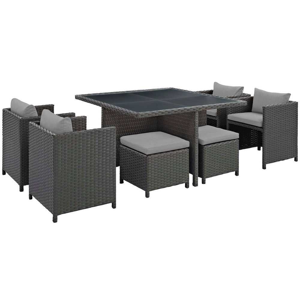 Sojourn 9 Piece Outdoor Patio Sunbrella Dining Set. Picture 4