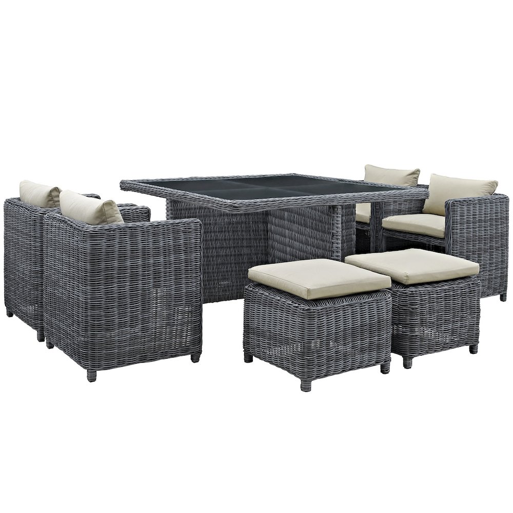 Summon 9 Piece Outdoor Patio Sunbrella Dining Set. Picture 1