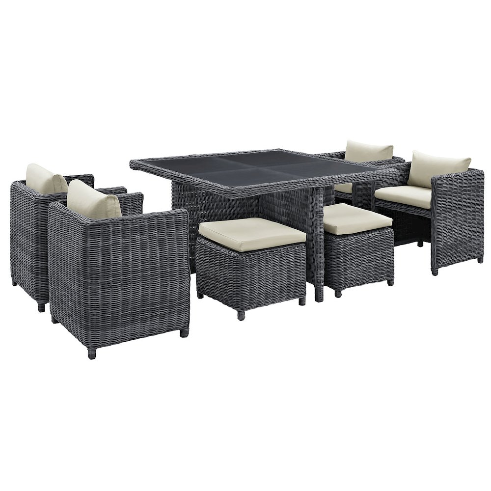Summon 9 Piece Outdoor Patio Sunbrella Dining Set. Picture 2