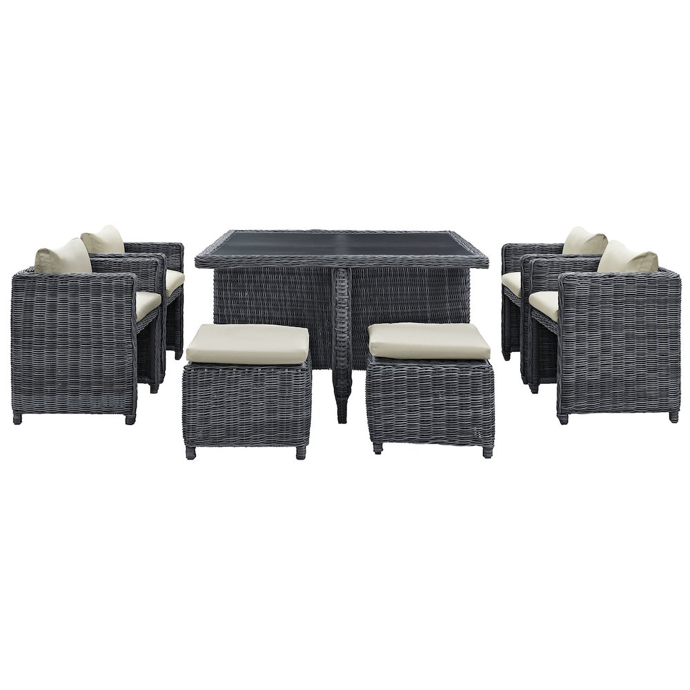 Summon 9 Piece Outdoor Patio Sunbrella Dining Set. Picture 3