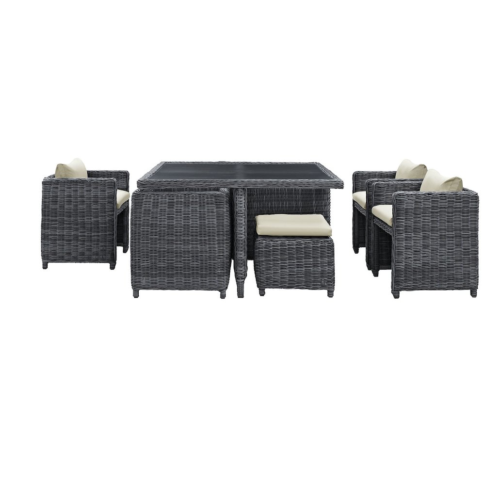 Summon 9 Piece Outdoor Patio Sunbrella Dining Set. Picture 4
